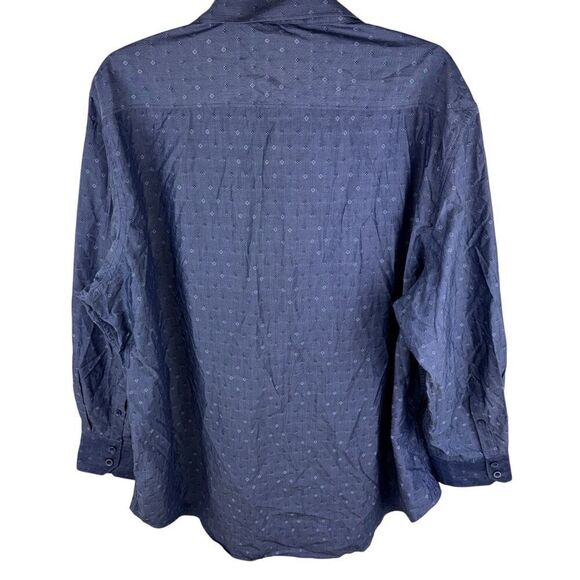 Robert Graham Mens 2XL Blue Geometric Chambray Shirt Classic Fit Button Down - Picture 2 of 6
